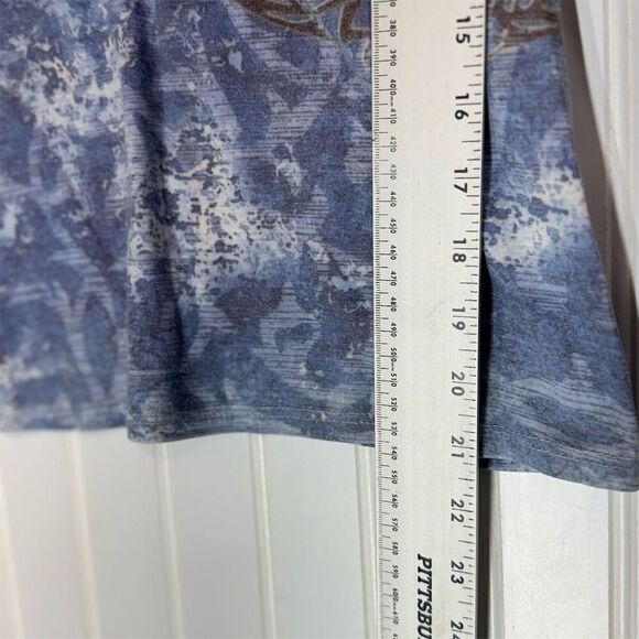 Notations Butterfly Graphic Tee M Blue Brown Rhinestone Print Y2K USA Made VTG - Picture 6 of 9